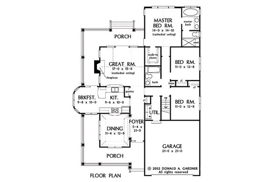 Floor Plan - Main Floor for Country House Plan #929-43 - 3 bed, 2 bath