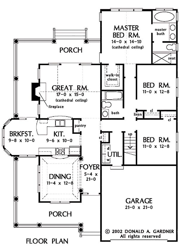 Country Style House Plan 3 Beds 2 Baths 1700 Sq/Ft Plan