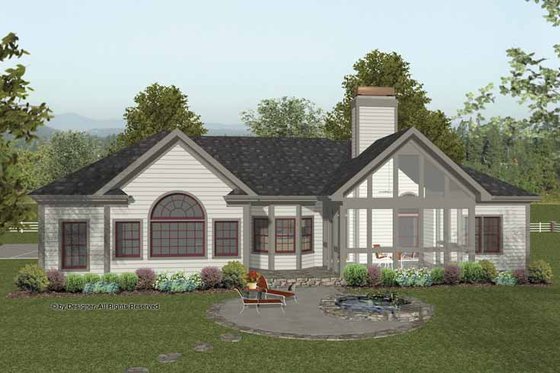 Exterior - Rear Elevation 2 for Traditional House Plan #56-684 - 3 bed, 2.5 bath
