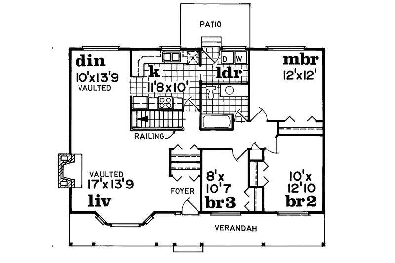Home Plan - Floor Plan - Main Floor for Ranch House Plan #47-754 - 3 bed, 1 bath