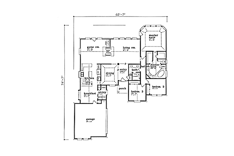 Dream House Plan - Floor Plan - Main Floor for Country House Plan #973-1 - 3 bed, 2 bath
