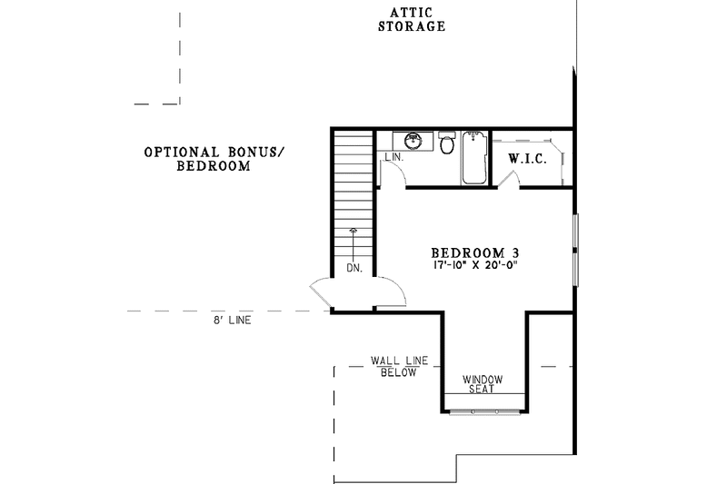 Architectural House Design - Floor Plan - Upper Floor for Craftsman House Plan #17-3096 - 3 bed, 3 bath