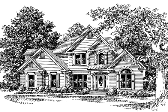 Exterior - Front Elevation 3 for Colonial House Plan #927-205 - 3 bed, 2.5 bath