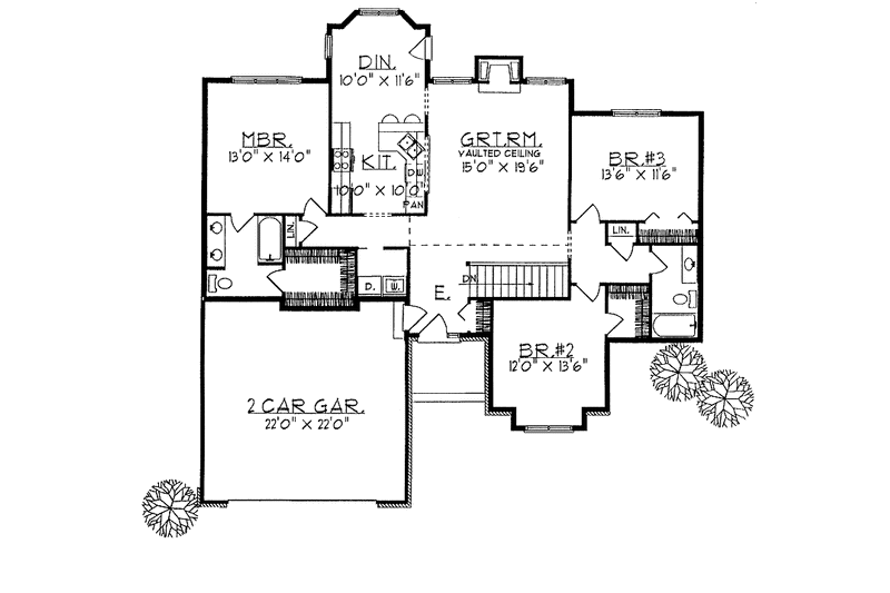 Home Plan - Floor Plan - Main Floor for Ranch House Plan #70-1319 - 3 bed, 2 bath