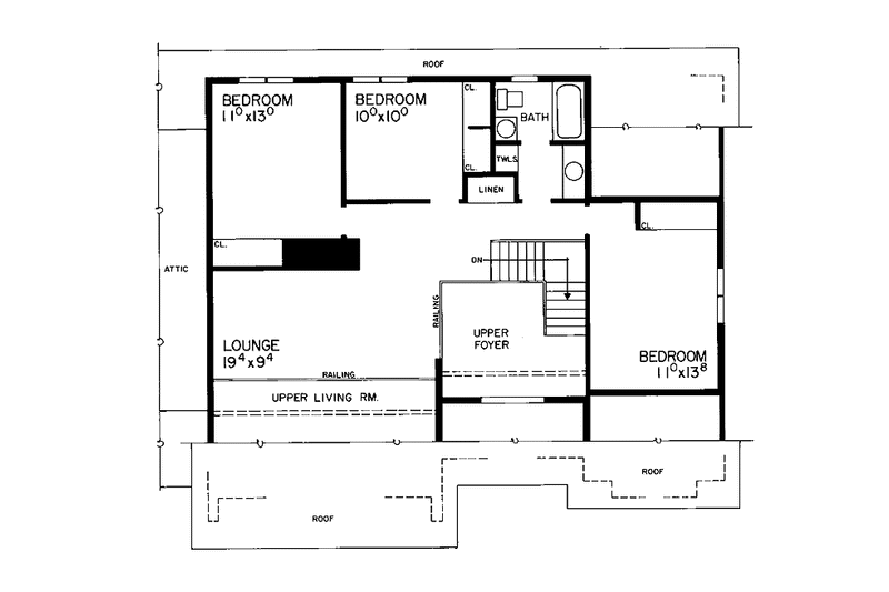 Dream House Plan - Floor Plan - Upper Floor for Mediterranean House Plan #72-772 - 4 bed, 2.5 bath