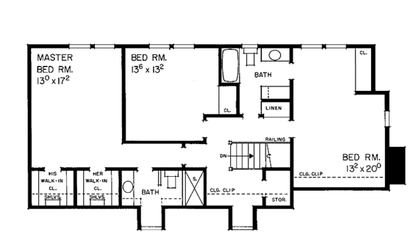 House Blueprint - Country Floor Plan - Upper Floor Plan #72-871