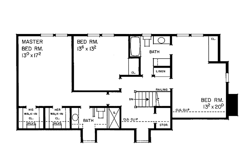 Home Plan - Floor Plan - Upper Floor for Country House Plan #72-871 - 3 bed, 2.5 bath