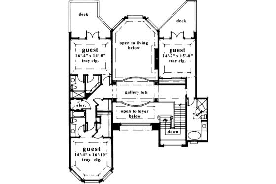 Floor Plan - Upper Floor for Mediterranean House Plan #930-37 - 5 bed, 6.5 bath