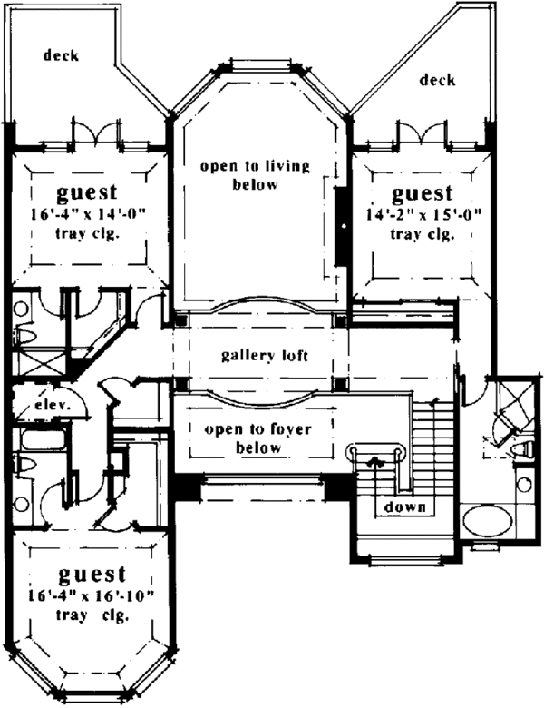 House Blueprint - Mediterranean Floor Plan - Upper Floor Plan #930-37