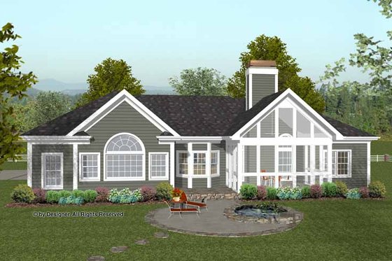Exterior - Rear Elevation for Traditional House Plan #56-684 - 3 bed, 2.5 bath