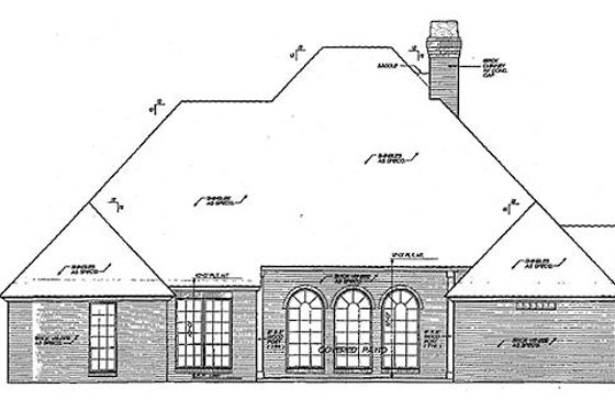 Exterior - Rear Elevation for European House Plan #310-870 - 4 bed, 3 bath