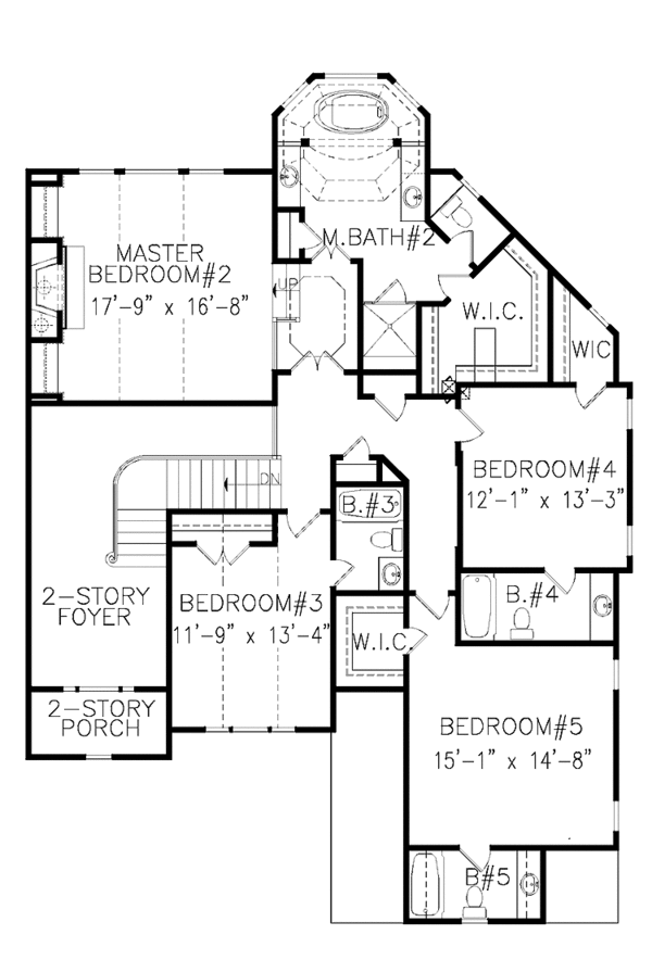 Dream House Plan - Traditional Floor Plan - Upper Floor Plan #54-331