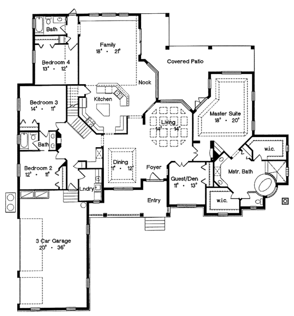 House Plan Design - Mediterranean Floor Plan - Main Floor Plan #417-681