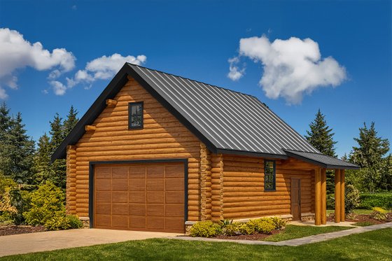 Exterior - Front Elevation 3 for Cabin House Plan #124-260 - 2 bed, 2 bath