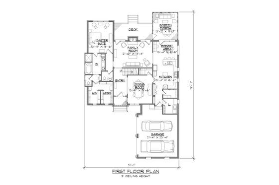 Floor Plan - Main Floor for Traditional House Plan #1054-40 - 4 bed, 4.5 bath