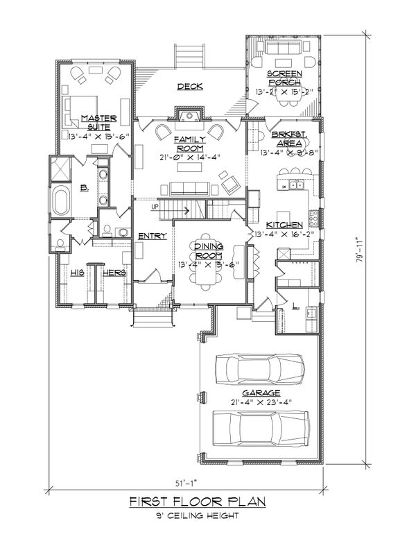 Architectural House Design - Traditional Floor Plan - Main Floor Plan #1054-40