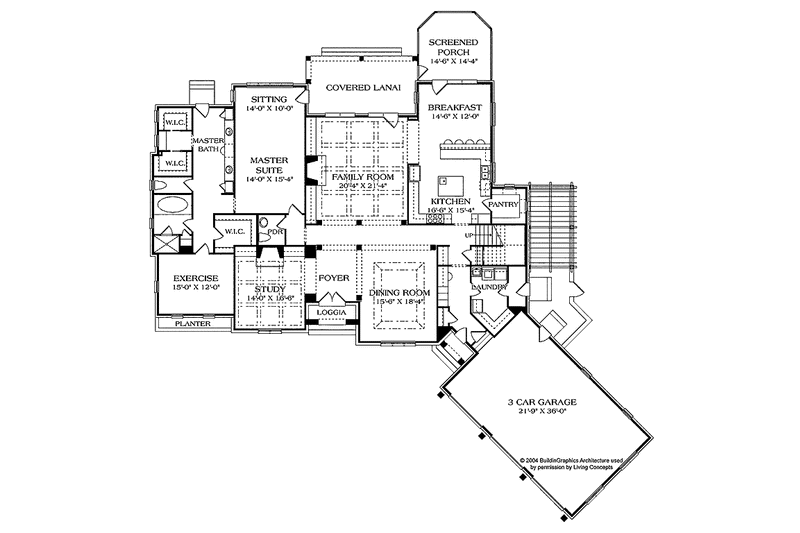 House Blueprint - Floor Plan - Main Floor for Country House Plan #453-465 - 4 bed, 3.5 bath