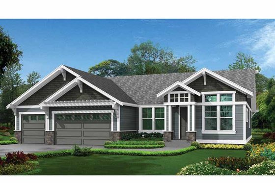 Exterior - Front Elevation 3 for Craftsman House Plan #132-539 - 3 bed, 2.5 bath