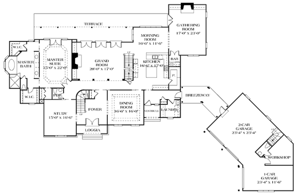 House Blueprint - Country Floor Plan - Main Floor Plan #453-239