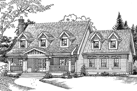 Exterior - Front Elevation 3 for Colonial House Plan #47-891 - 4 bed, 2.5 bath