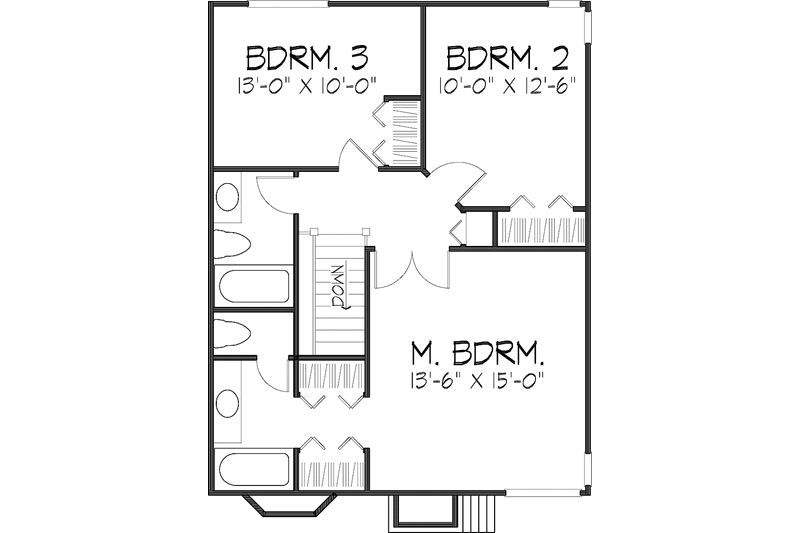 Home Plan - Floor Plan - Upper Floor for Craftsman House Plan #320-849 - 3 bed, 2.5 bath