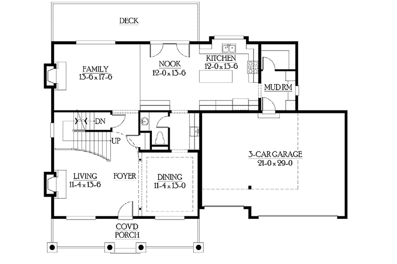 Dream House Plan - Floor Plan - Main Floor for Craftsman House Plan #132-369 - 4 bed, 3.5 bath