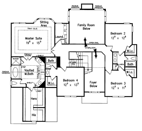 Colonial Floor Plan - Upper Floor Plan #927-564