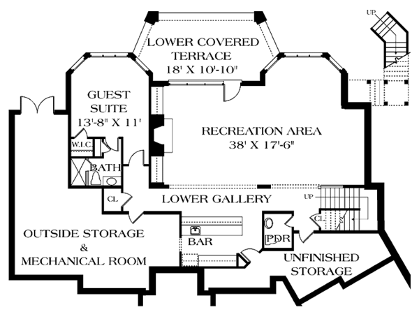 House Design - Traditional Floor Plan - Lower Floor Plan #453-159