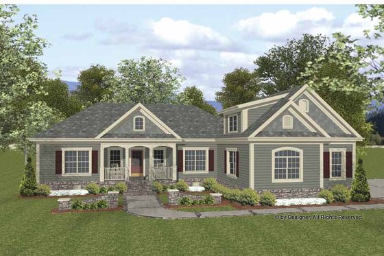 Exterior - Front Elevation 3 for Traditional House Plan #56-677 - 3 bed, 3 bath