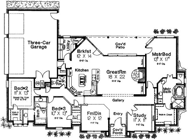 Architectural House Design - European Floor Plan - Main Floor Plan #310-540