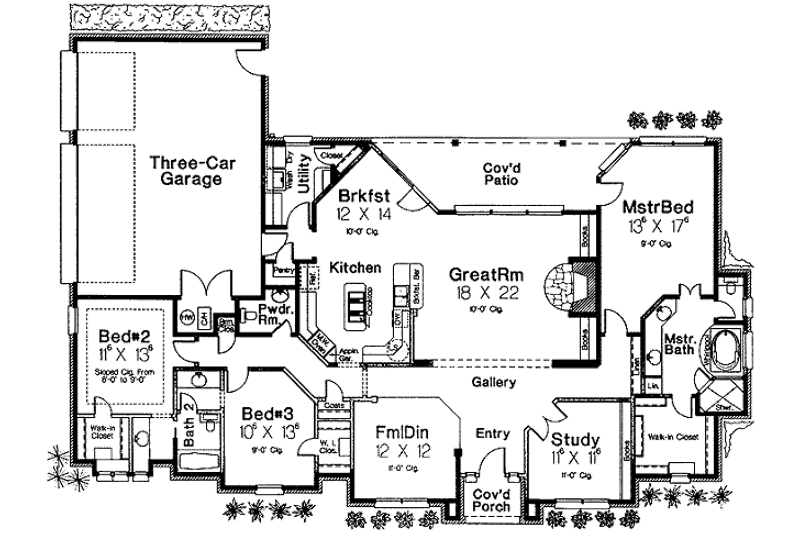 Home Plan - Floor Plan - Main Floor for European House Plan #310-540 - 3 bed, 2.5 bath