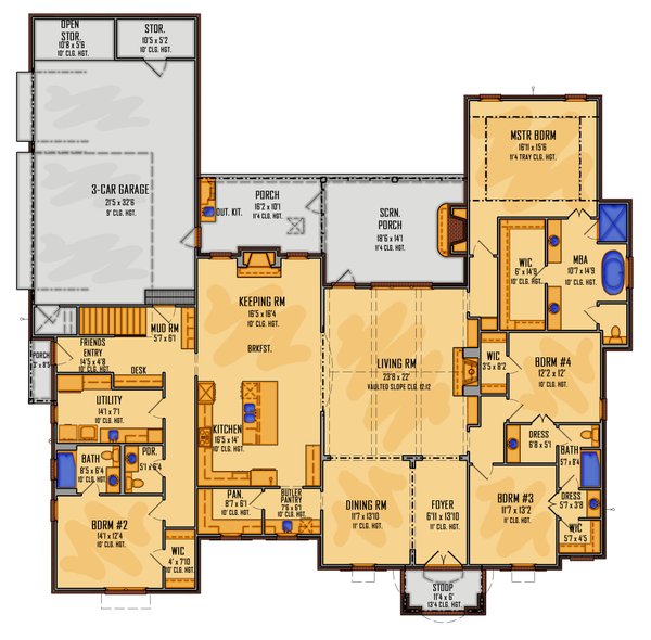 House Plan Design - European Floor Plan - Main Floor Plan #1081-4