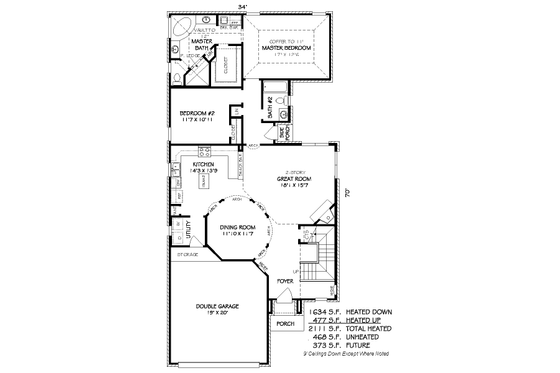 Floor Plan - Main Floor for European House Plan #424-137 - 3 bed, 3 bath
