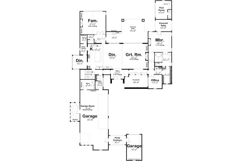 Dream House Plan - Floor Plan - Main Floor for Modern House Plan #455-393 - 5 bed, 4 bath