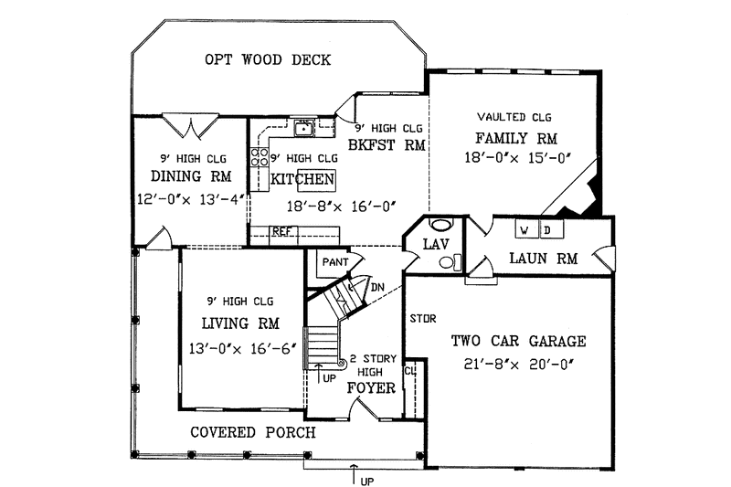 Architectural House Design - Floor Plan - Main Floor for Country House Plan #314-201 - 4 bed, 2.5 bath