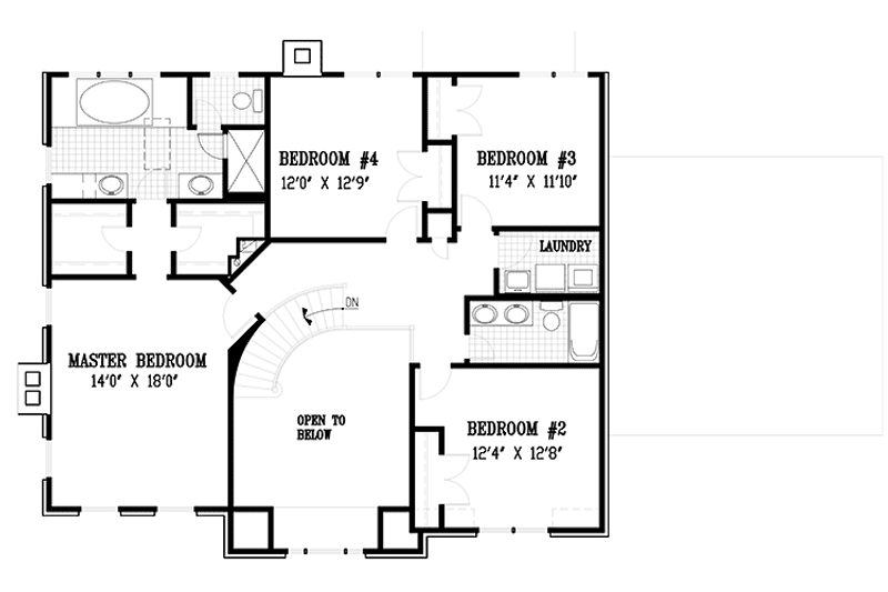 Architectural House Design - Floor Plan - Upper Floor for Colonial House Plan #953-56 - 4 bed, 2.5 bath