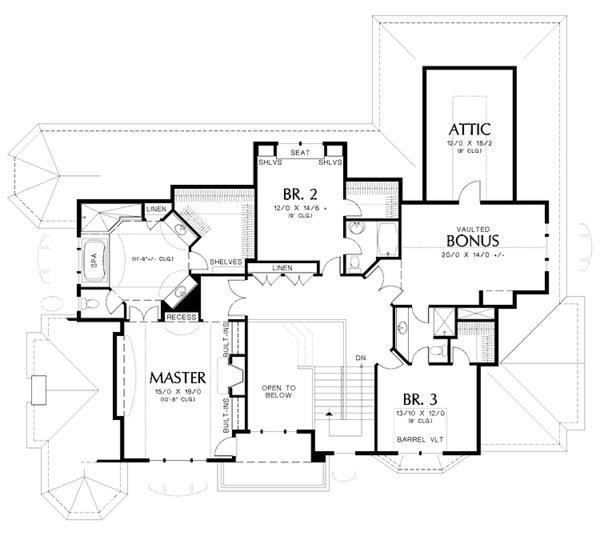 Dream House Plan - Craftsman Floor Plan - Upper Floor Plan #48-807