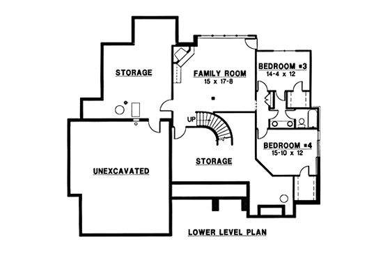 Floor Plan - Lower Floor House Plan #67-177 - 4 bed, 3 bath