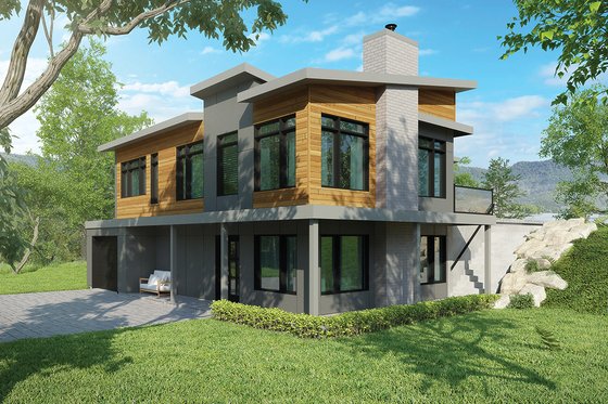 Exterior - Front Elevation for Contemporary House Plan #23-2314 - 4 bed, 3 bath