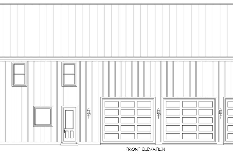 House Blueprint - Exterior - Front Elevation 3 for Barndominium House Plan #932-1459 - 2 bed, 2.5 bath