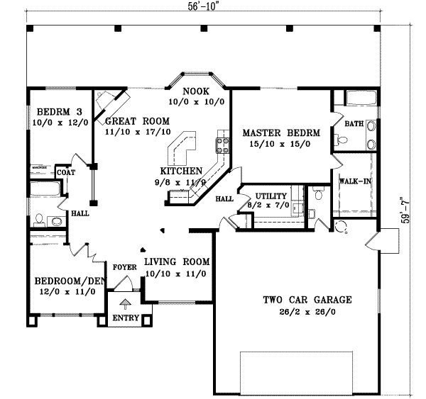 Adobe / Southwestern Floor Plan - Main Floor Plan #1-625