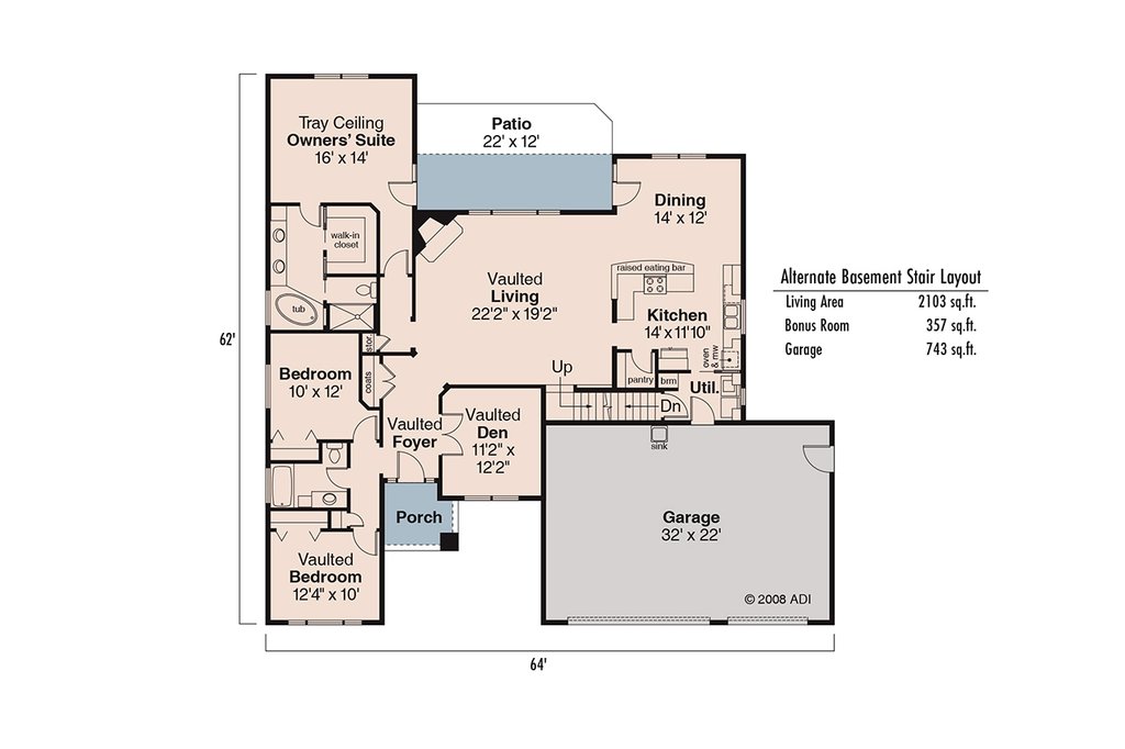 Floor Plan - Other Floor for Craftsman House Plan #124-699 - 3 bed, 2 bath