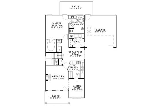 Floor Plan - Main Floor for Classical House Plan #17-3052 - 3 bed, 2.5 bath