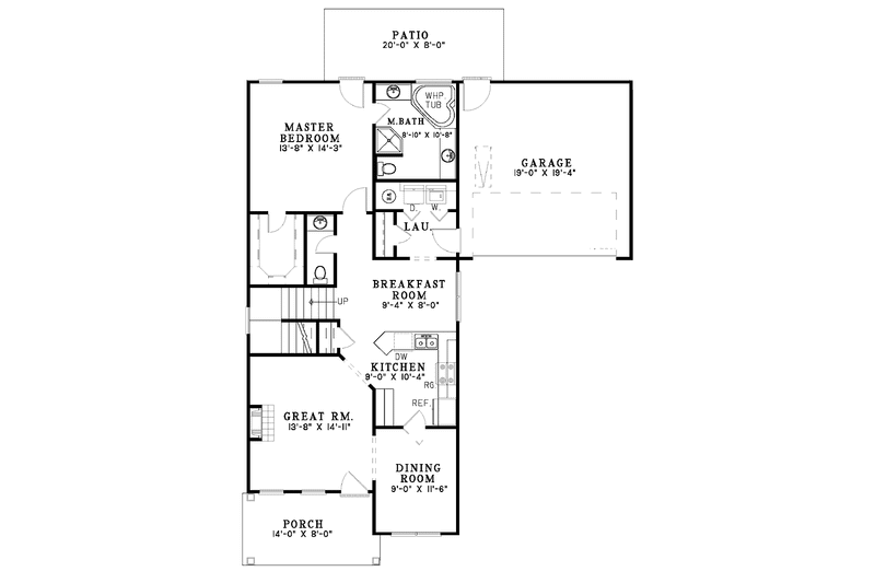 Architectural House Design - Floor Plan - Main Floor for Classical House Plan #17-3052 - 3 bed, 2.5 bath