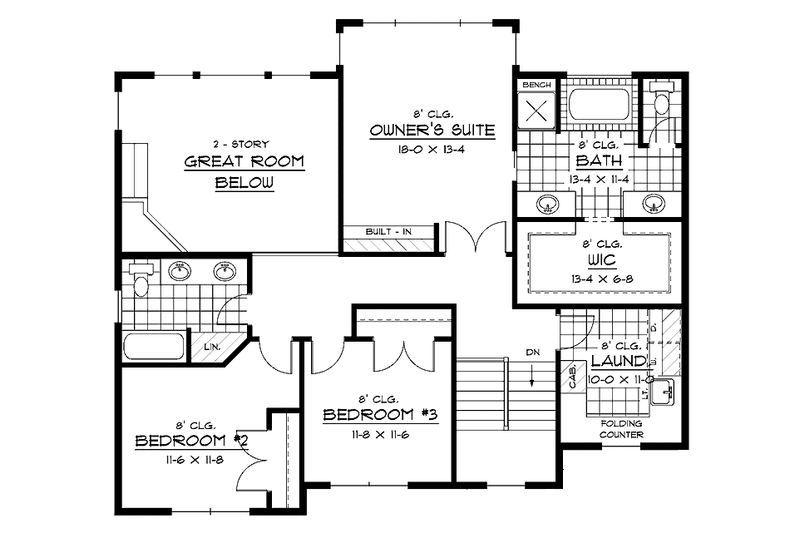 Home Plan - Floor Plan - Upper Floor for European House Plan #51-630 - 3 bed, 2.5 bath