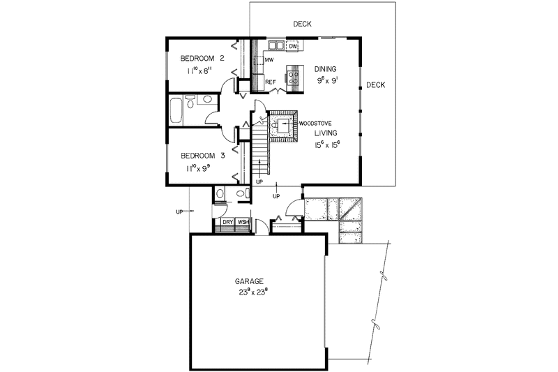 Dream House Plan - Floor Plan - Main Floor for Craftsman House Plan #60-905 - 3 bed, 2 bath