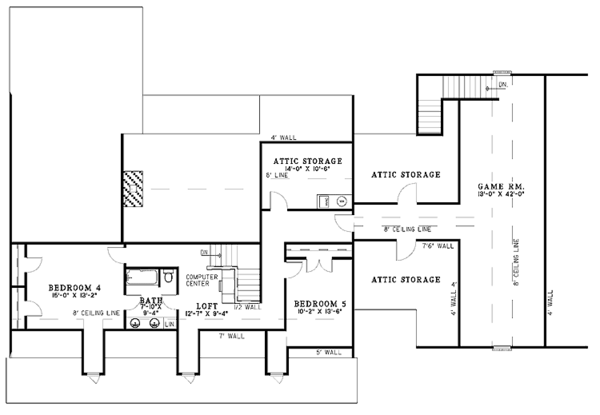 Architectural House Design - Country Floor Plan - Upper Floor Plan #17-2738