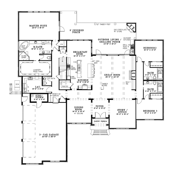 Architectural House Design - European Floor Plan - Main Floor Plan #17-3351
