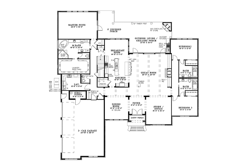 Dream House Plan - Floor Plan - Main Floor for European House Plan #17-3351 - 3 bed, 3.5 bath