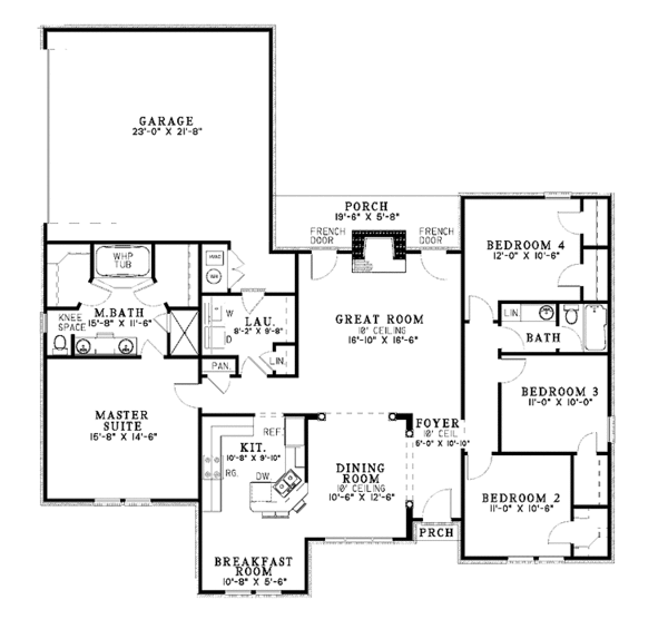 Dream House Plan - Ranch Floor Plan - Main Floor Plan #17-3173